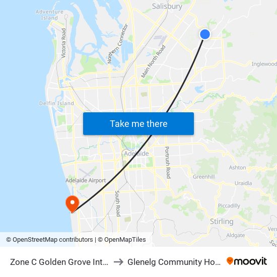 Zone C Golden Grove Interchange to Glenelg Community Hospital Inc map