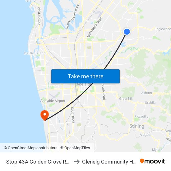 Stop 43A Golden Grove Rd - East side to Glenelg Community Hospital Inc map