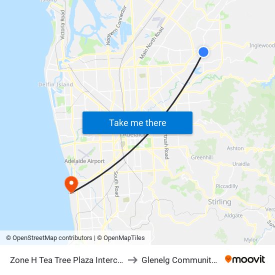 Zone H Tea Tree Plaza Interchange - West side to Glenelg Community Hospital Inc map