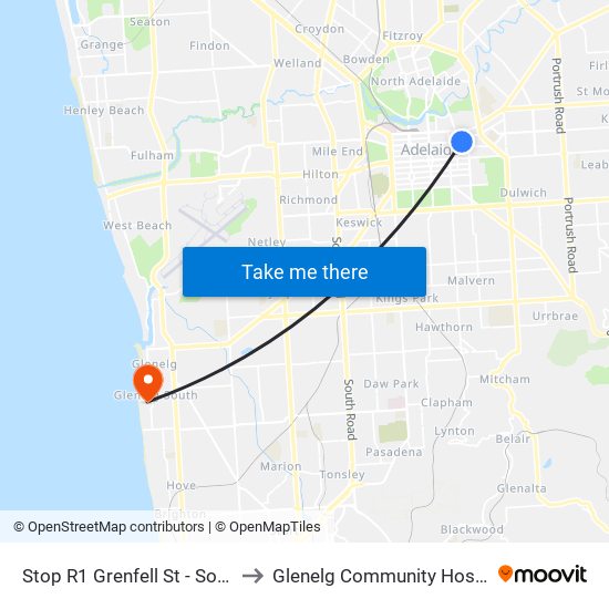 Stop R1 Grenfell St - South side to Glenelg Community Hospital Inc map