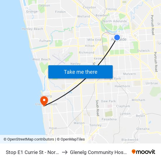 Stop E1 Currie St - North side to Glenelg Community Hospital Inc map