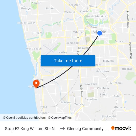 Stop F2 King William St - North East side to Glenelg Community Hospital Inc map