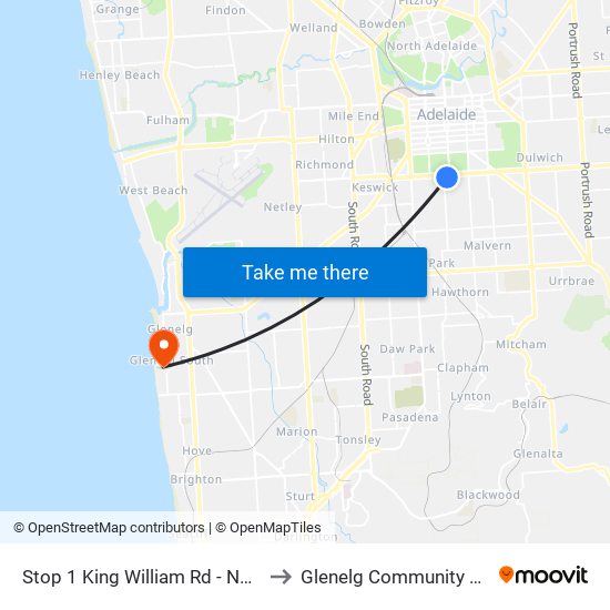 Stop 1 King William Rd - North West side to Glenelg Community Hospital Inc map