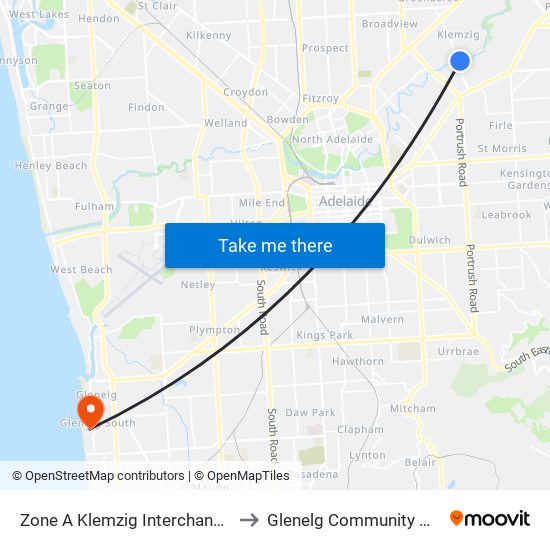 Zone A Klemzig Interchange - East side to Glenelg Community Hospital Inc map