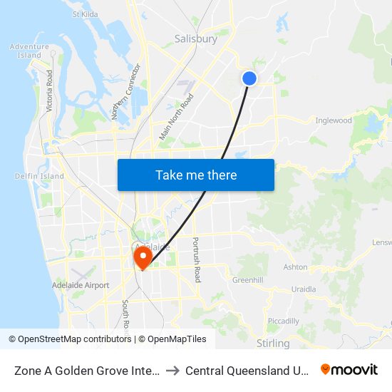 Zone A Golden Grove Interchange to Central Queensland University map