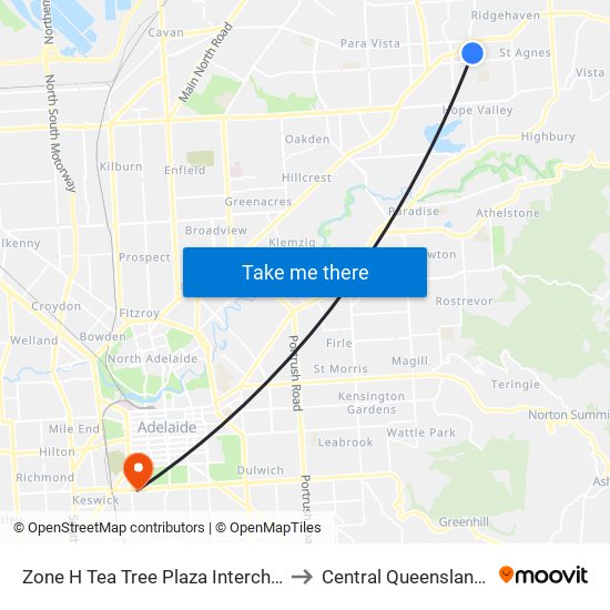 Zone H Tea Tree Plaza Interchange - West side to Central Queensland University map