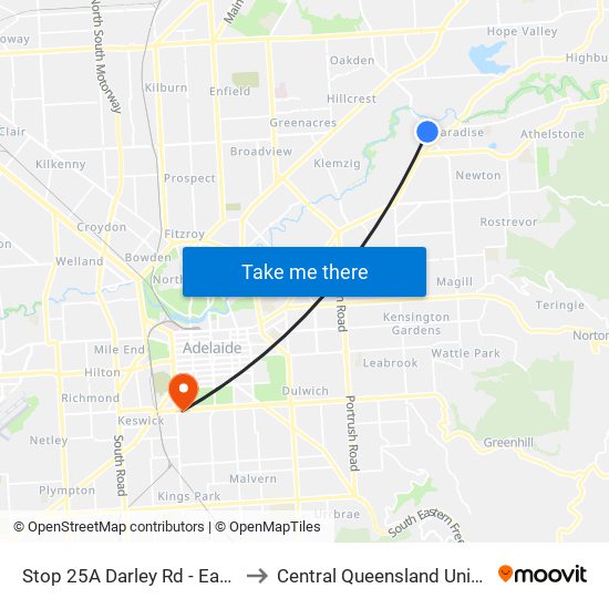 Stop 25A Darley Rd - East side to Central Queensland University map