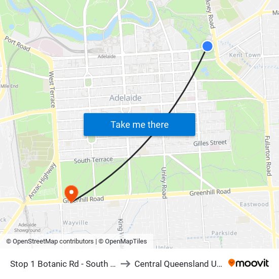 Stop 1 Botanic Rd - South East side to Central Queensland University map