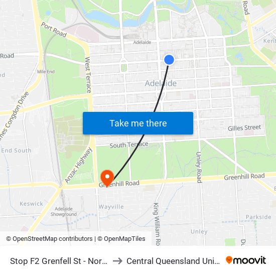 Stop F2 Grenfell St - North side to Central Queensland University map