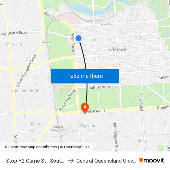 Stop Y2 Currie St - South side to Central Queensland University map