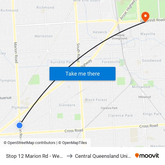 Stop 12 Marion Rd - West side to Central Queensland University map