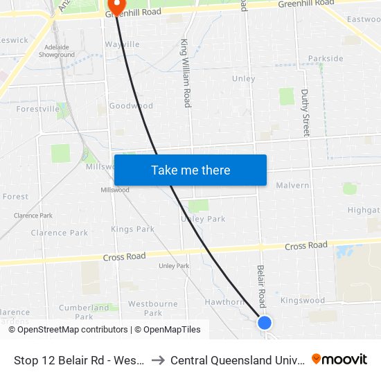 Stop 12 Belair Rd - West side to Central Queensland University map