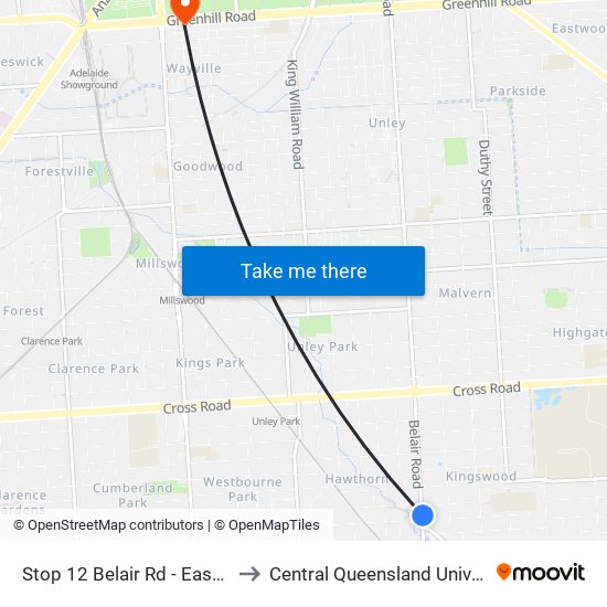 Stop 12 Belair Rd - East side to Central Queensland University map