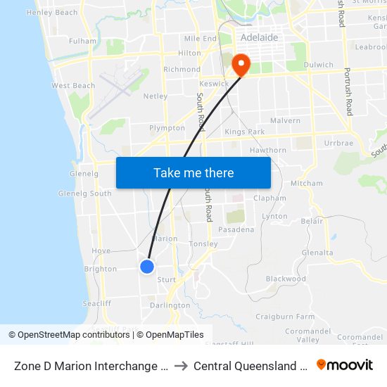 Zone D Marion Interchange - South side to Central Queensland University map