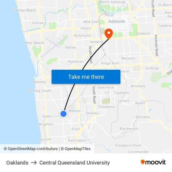 Oaklands to Central Queensland University map