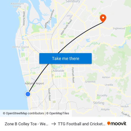 Zone B Colley Tce - West side to TTG Football and Cricket Clubs map