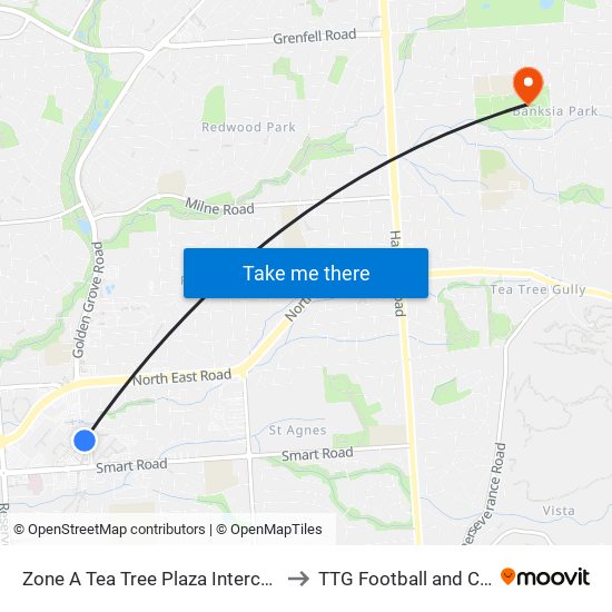 Zone A Tea Tree Plaza Interchange - West side to TTG Football and Cricket Clubs map