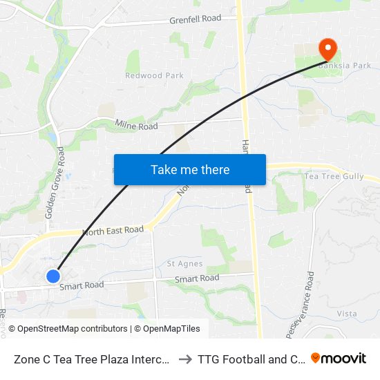 Zone C Tea Tree Plaza Interchange - West side to TTG Football and Cricket Clubs map