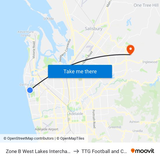 Zone B West Lakes Interchange - West side to TTG Football and Cricket Clubs map