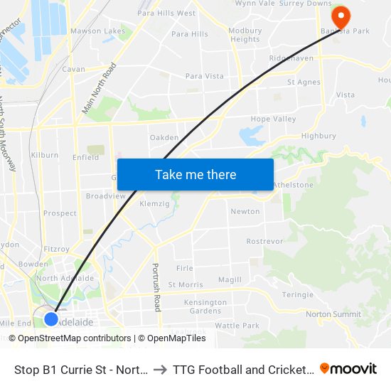 Stop B1 Currie St - North side to TTG Football and Cricket Clubs map