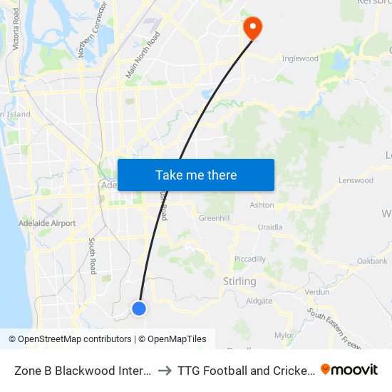 Zone B Blackwood Interchange to TTG Football and Cricket Clubs map