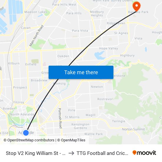 Stop V2 King William St - West side to TTG Football and Cricket Clubs map