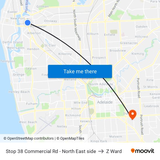 Stop 38 Commercial Rd - North East side to Z Ward map