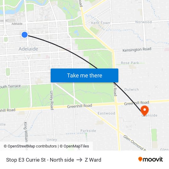 Stop E3 Currie St - North side to Z Ward map