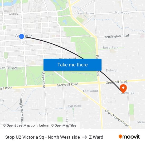 Stop U2 Victoria Sq - North West side to Z Ward map