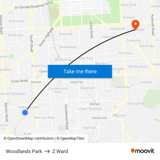 Woodlands Park to Z Ward map