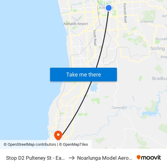 Stop D2 Pulteney St - East side to Noarlunga Model Aerosports map