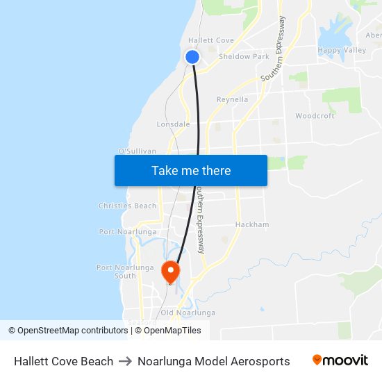 Hallett Cove Beach to Noarlunga Model Aerosports map