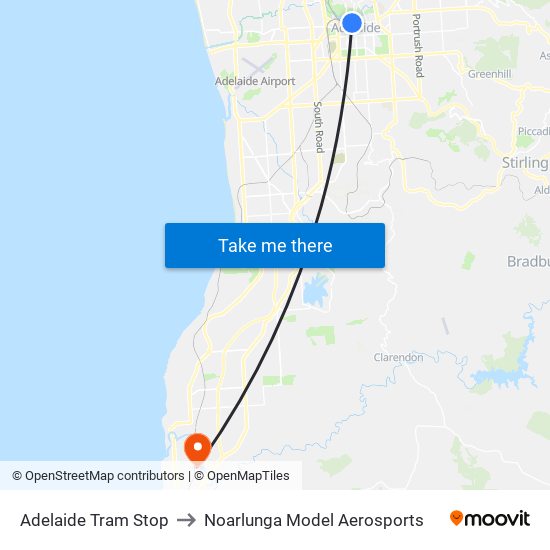 Adelaide Tram Stop to Noarlunga Model Aerosports map