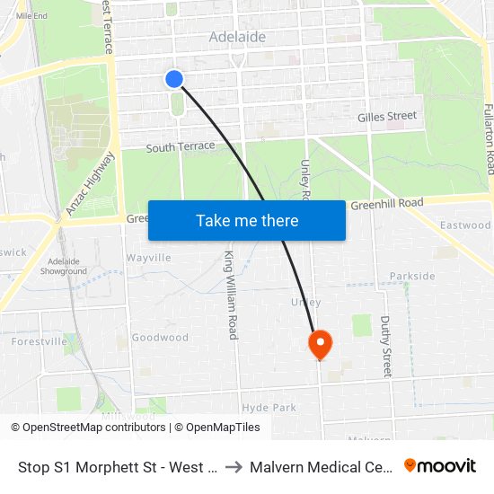 Stop S1 Morphett St - West side to Malvern Medical Centre map