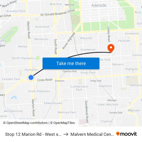 Stop 12 Marion Rd - West side to Malvern Medical Centre map