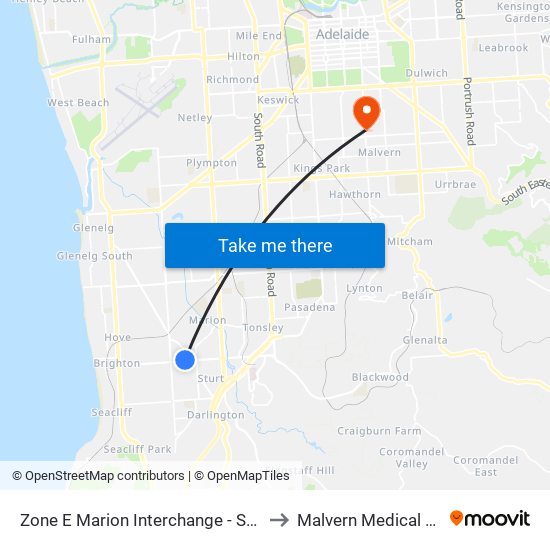 Zone E Marion Interchange - South side to Malvern Medical Centre map