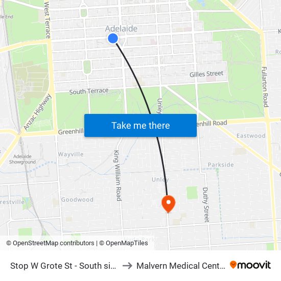 Stop W Grote St - South side to Malvern Medical Centre map