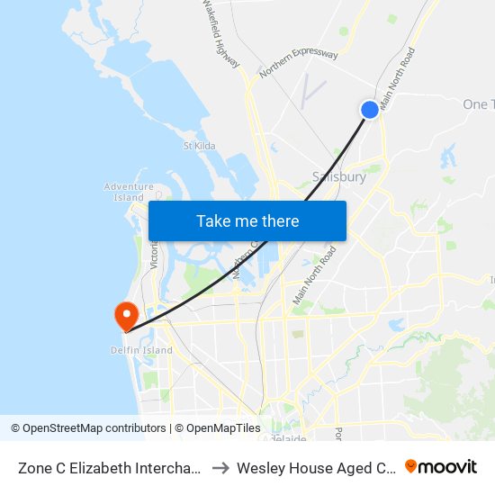 Zone C Elizabeth Interchange to Wesley House Aged Care map