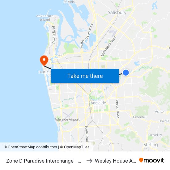 Zone D Paradise Interchange - North West side to Wesley House Aged Care map