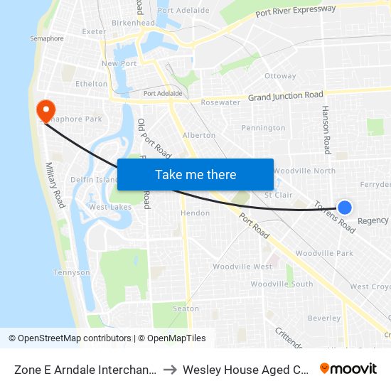 Zone E Arndale Interchange to Wesley House Aged Care map