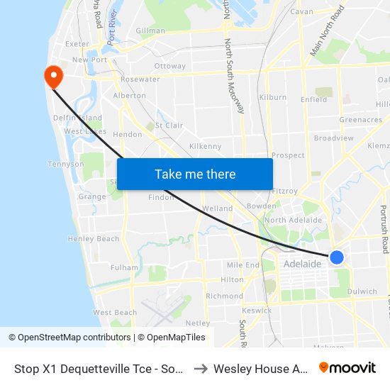 Stop X1 Dequetteville Tce - South West side to Wesley House Aged Care map