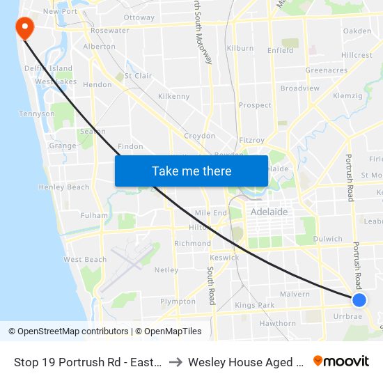 Stop 19 Portrush Rd - East side to Wesley House Aged Care map