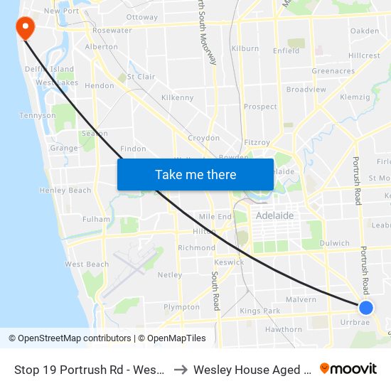 Stop 19 Portrush Rd - West side to Wesley House Aged Care map