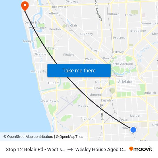 Stop 12 Belair Rd - West side to Wesley House Aged Care map