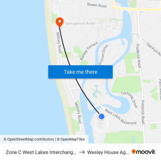 Zone C West Lakes Interchange - East side to Wesley House Aged Care map