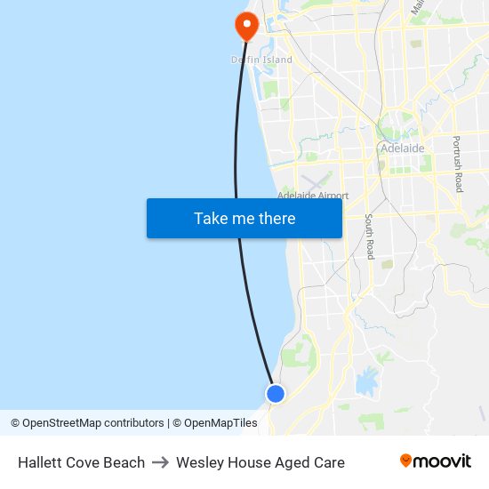 Hallett Cove Beach to Wesley House Aged Care map