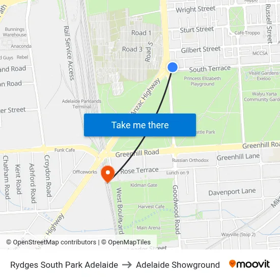 Rydges South Park Adelaide to Adelaide Showground map