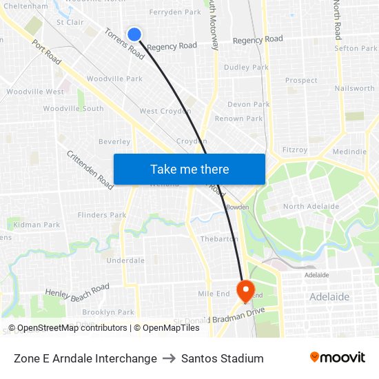 Zone E Arndale Interchange to Santos Stadium map