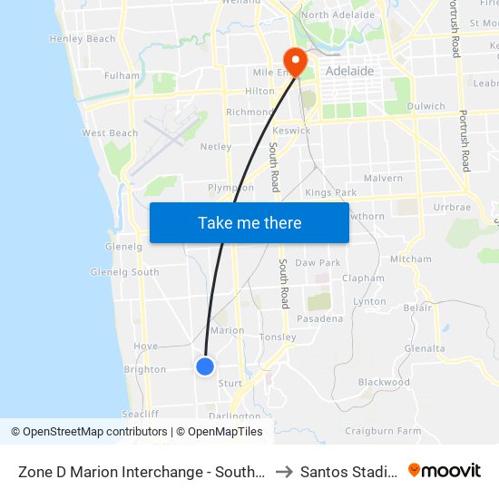 Zone D Marion Interchange - South side to Santos Stadium map