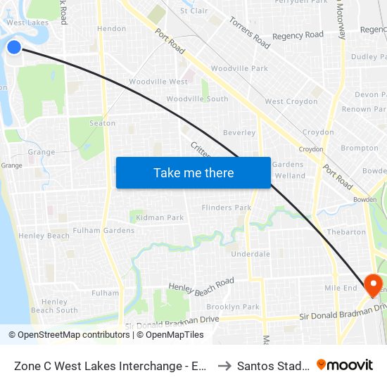 Zone C West Lakes Interchange - East side to Santos Stadium map